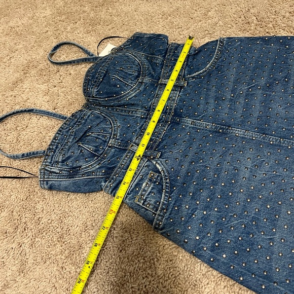 Zara denim bodice studded midi dress USA small - Picture 9 of 12
